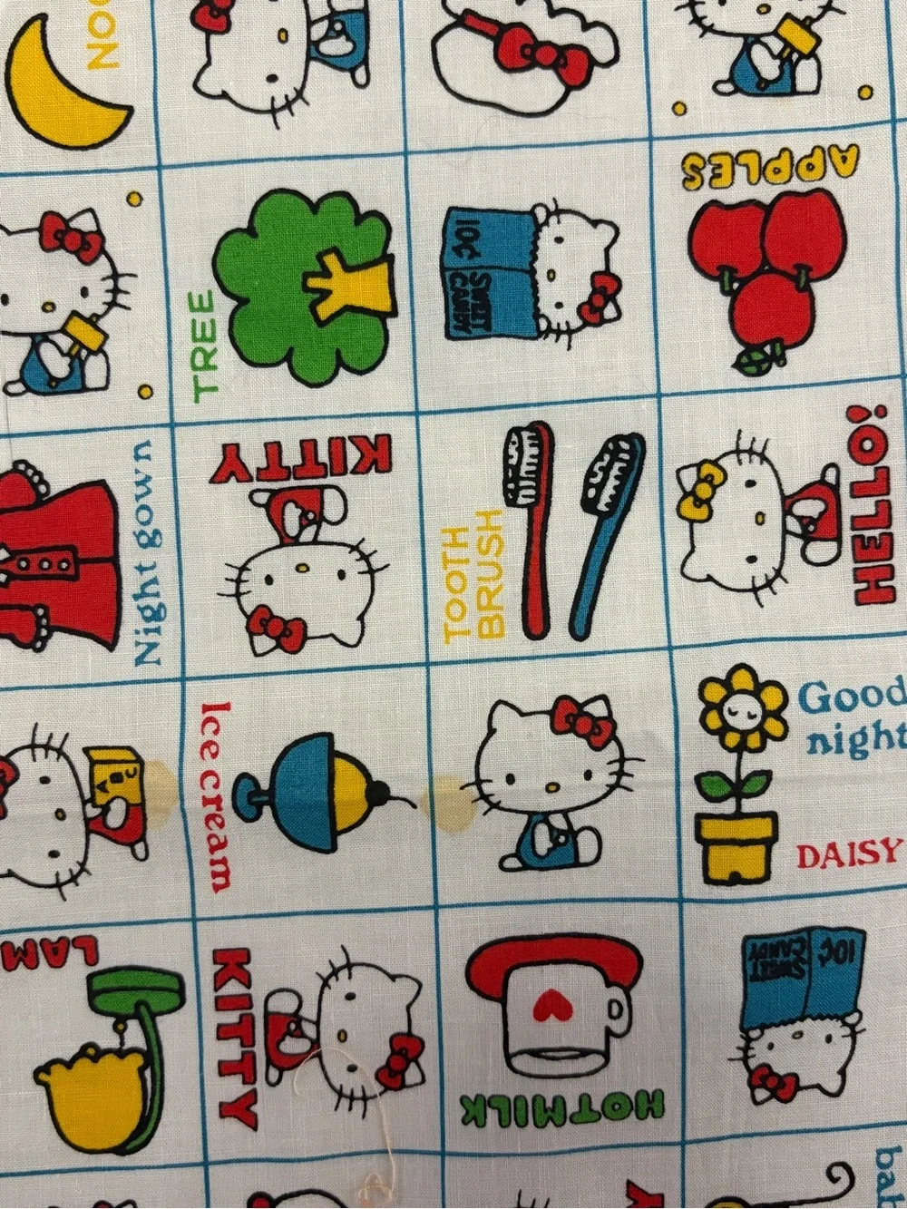 VTG 1976 Hello Kitty Sanrio Cotton Handkerchief Napkins Set of 6 Deadstock NOS